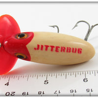 Arbogast Red & White Plastic Lip Jitterbug