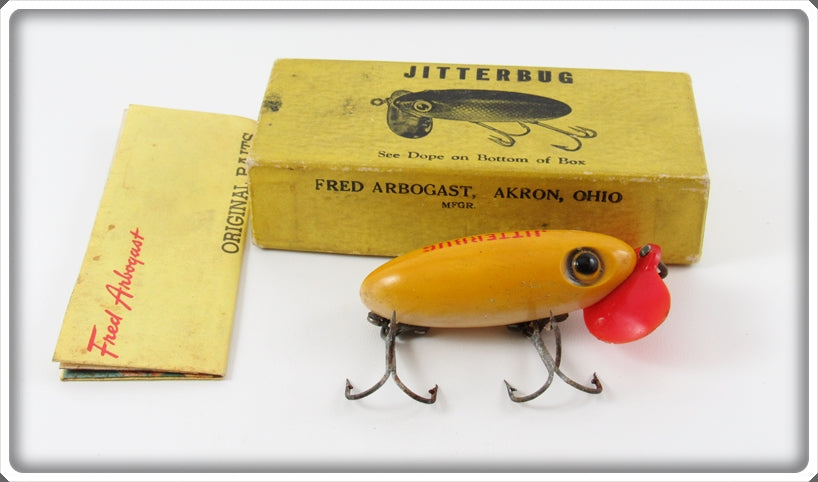 Fred Arbogast Yellow White Belly Plastic Lip Jitterbug In Box 