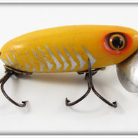 Vintage Fred Arbogast Yellow Silver Ribs Jitterbug Lure