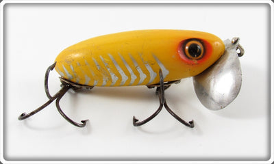 Vintage Fred Arbogast Yellow Silver Ribs Jitterbug Lure