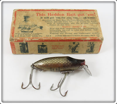 Vintage Heddon Shiner Scale Early River Runt In Box 9119P