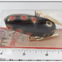 Heddon Black Gold & Red Spots Crazy Crawler On Card