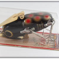 Heddon Black Gold & Red Spots Crazy Crawler On Card