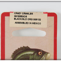 Heddon Black Gold & Red Spots Crazy Crawler On Card