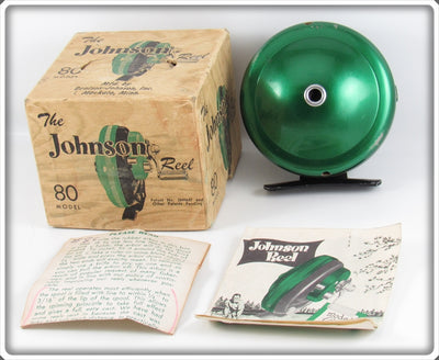 Vintage Johnson Green Sidewinder Model 80 Reel In Box
