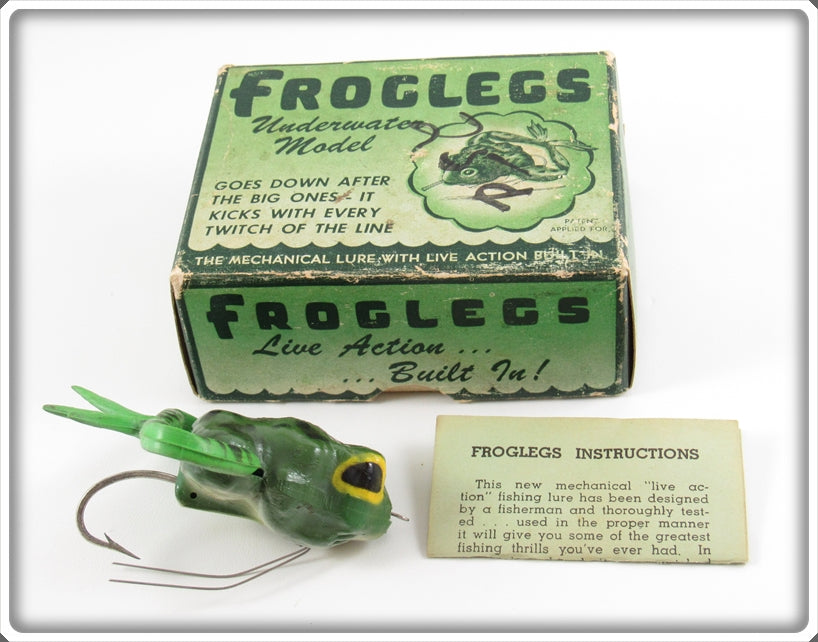 Vintage Jenson Distributing Co Green Froglegs Lure In Box 