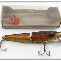 Vintage Paw Paw Gold Scale Jointed Pike Minnow Lure In Box 