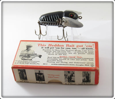 Vintage Heddon Black Shore Crazy Crawler Lure In Correct Box 2120 XBW