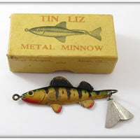 Vintage Fred Arbogast Tin Liz Walleye Minnow Lure In Box