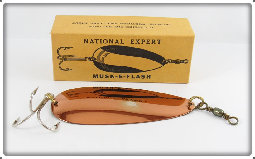 Vintage National Expert Bait Co Copper Musk-E Flash In Box