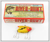 Vintage Heddon Yellow Sonic In River Runt Research Box Stamped 385-1