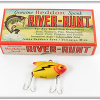 Vintage Heddon Yellow Sonic In River Runt Research Box Stamped 385-1