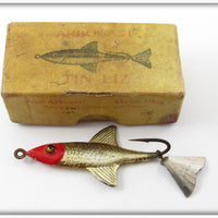 Vintage Fred Arbogast Red Head Tin Liz Lure In Box 