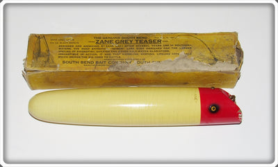 Vintage South Bend Red Head White Zane Grey Teaser Lure In Box 981 RH