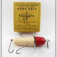 Vintage Ans B Decker White Red Head Bass Bait Lure In Box 