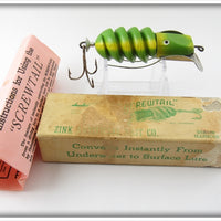 Vintage Zink Artificial Bait Co Green Screwtail Lure In Box 