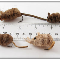 Four Fly Rod Hair Mice With L.L. Bean Tube
