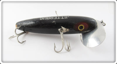 Vintage Arbogast Black Wooden Musky Jitterbug Lure 700 B 