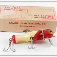 Vintage Lamothe-Stokes Mfg Co White & Red Swiv-A-Lure In Box 