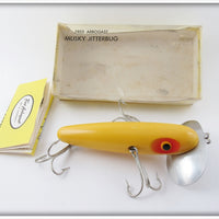 Vintage Arbogast Yellow Musky Jitterbug Lure In Box 700 Y 