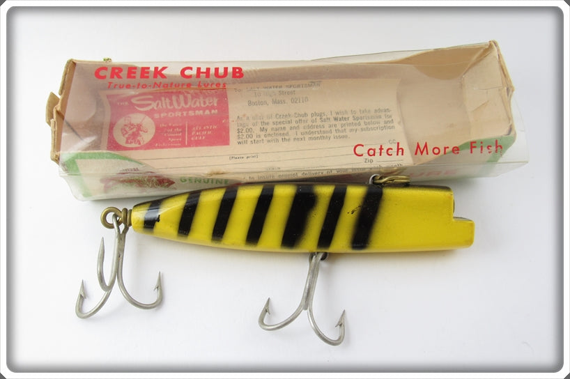 Vintage Creek Chub Tiger Stripe Wiggle Diver Lure In Box 1839