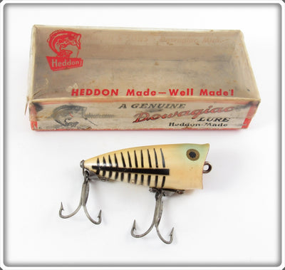 Heddon Pearl & Black Shore Minnow Chugger Jr In Box 9520 XBP