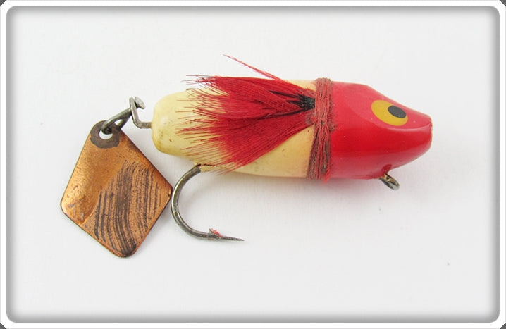 Vintage Heddon Red & White Fly Rod Flaptail Lure 710 RH 