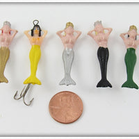 Vintage Stream Eze Fly Rod Mermaid Lot Of Five Lures