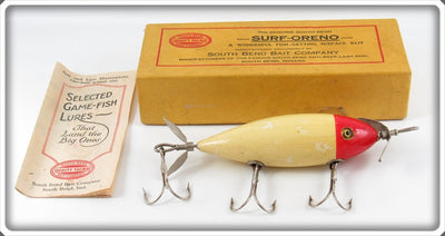 South Bend Red Head White Surf Oreno Lure In Box 963 RH