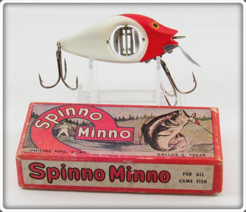 Uniline Mfg Corp White Red Head Spinno Minno Lure In Box