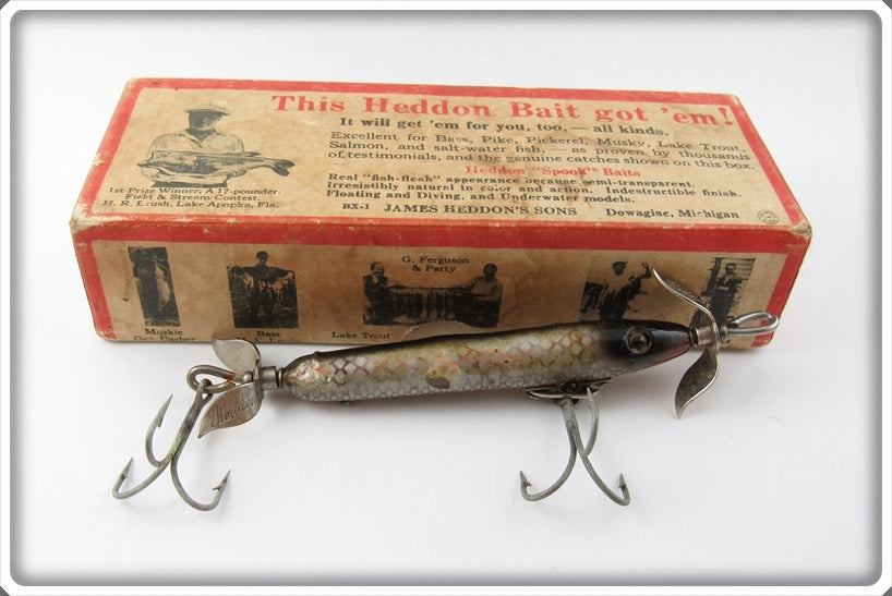 Vintage Heddon Shiner Scale Baby Torpedo Spook In Box 9129 P