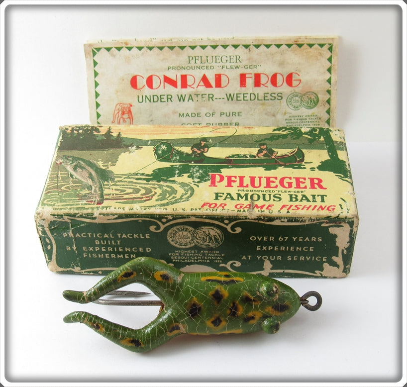 Vintage Pflueger Conrad Frog Lure In Correct Box 767 Natural Green