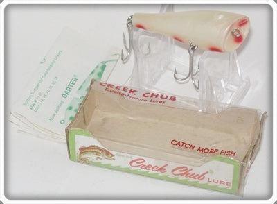 Vintage Creek Chub White With Pink Spots Plunker In Box 3200 Special