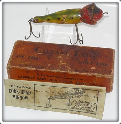 Vintage Garland Bros Cork Head Minnow Bait In Correct Box