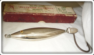 Pflueger Metalized Catalina Minnow Lure In Maroon Box 2787 Polished Nickel