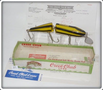 Creek Chub Yellow With Black Stripes Jointed Husky Pikie In Box 3000 Special
