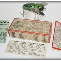 Vintage Heddon Dowagiac Glow Worm Crazy Crawler Lure In Box 2100 GW