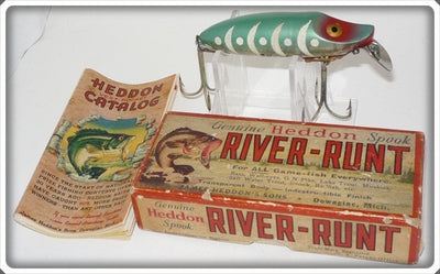 Vintage Heddon Glow Worm River Runt Lure In Box 9110 GW