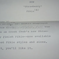 Creek Chub Ad Proof With Signed Note From Harry Heinzerling