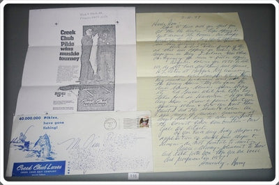 Vintage Creek Chub Bait Company Ad Proof With Harry Heinzerling Letter