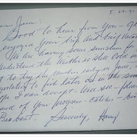 Creek Chub Bait Company Signed Letter From Harry Heinzerling