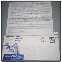 Vintage Creek Chub Bait Company Signed Letter From Harry Heinzerling 
