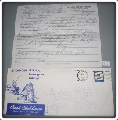 Vintage Creek Chub Bait Company Signed Letter From Harry Heinzerling 