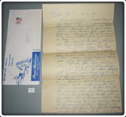Creek Chub Bait Company Signed Letter From Harry Heinzerling