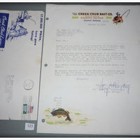 Creek Chub Bait Company Signed Letter From Harry Heinzerling