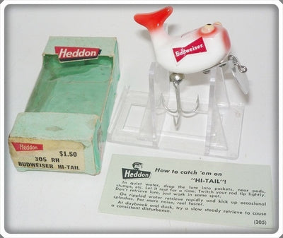 Vintage Heddon Budweiser Hi Tail Lure In Box 305 RH