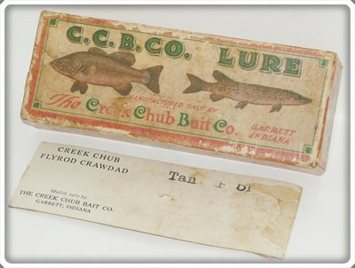 C.C.B.CO. Creek Chub Bait Co Flyrod Crawdad Lure Red Box Tan F51