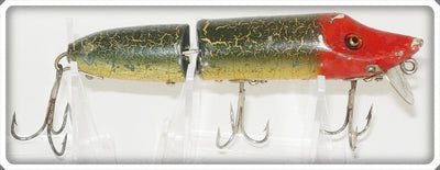 Vintage Heddon Green Crackleback Red Head Jointed Vamp Lure 7300 GCB