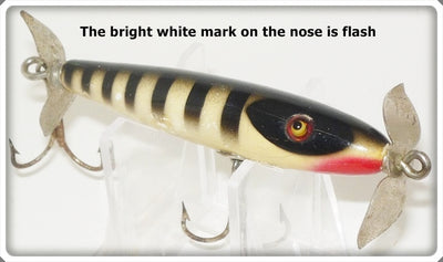 Vintage Shur Strike BGM 31 Black White Stripes Baby Gar Minnow Lure