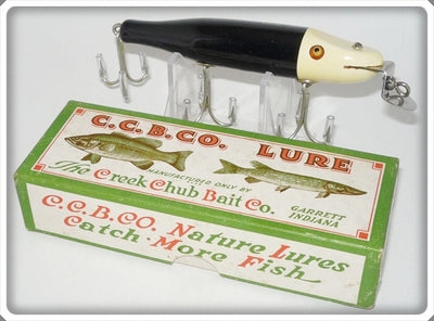 Vintage C.C.B.CO. Creek Chub Black White Head Pikie Lure In Box 711